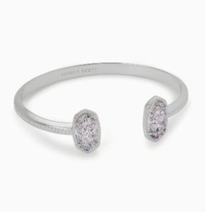 Kendra Scott Elton Silver Cuff Bracelet Gray Drusy